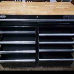 YUKON 46 in. 9 Drawer  Cabinet with Solid Wood Top for tools
