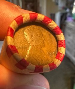 Full roll of mixed wheat pennies 1930 D end coin.