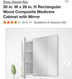 Glacier Bay 30 in. W x 26 in. H Rectangular Wood Composite Medicine Cabinet with Mirror