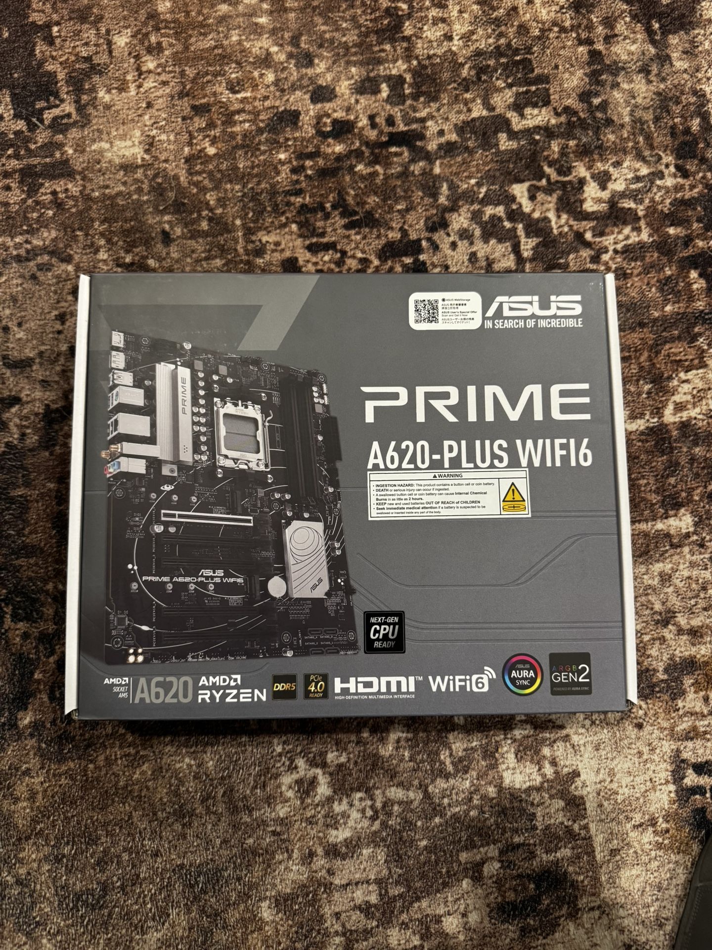 Asus A620 Plus WiFi6 AM5 Motherboard New Sealed
