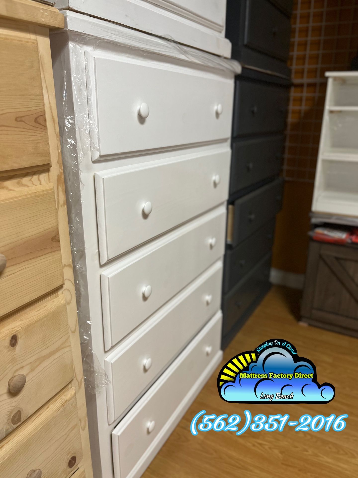 White 2 Knob Dresser Pino Cajonera Cómoda Nueva Chest Drawer 