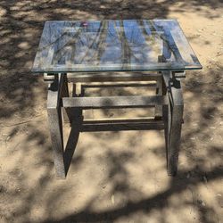 Indoor / Outdoor / Patio Decor - Glass and Metal Side / End Table