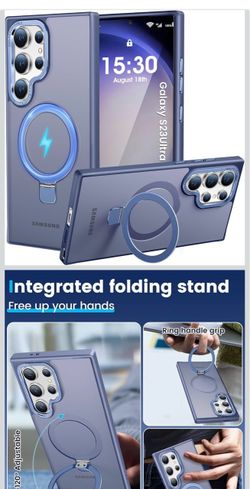 Magnetic Stand Case for Samsung Galaxy S23 Ultra, Light Blue Military-Grade Protection, Non-Slip Anti-Fingerprint Anti-Scratch Matte Phone case for Sa