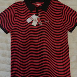 Icecream Polo - Drippy Knit Sleeve- Black and Red 