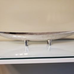 Decorative Metal Silver Boat Bowl / Gondola Tray