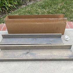 NIB Floating Wall Shelves (Grey Stained Pine Wood) Set of 2