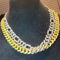 Emperor Setting TWO 20”🇮🇹 Inch Length Chain Set, Yellow And White