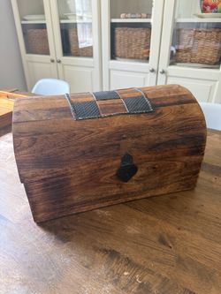 Rustic Wooden Storage Chest with Metal Accents
