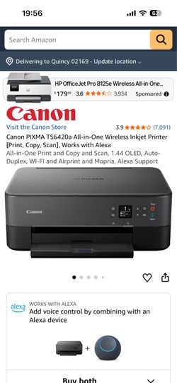 Canon PIXMA TS6420a All-in-One Wireless Inkjet Printer [Print, Copy, Scan], Works with Alexa All-in-One Print and Copy and Scan, 1.44 OLED, Auto-Duple