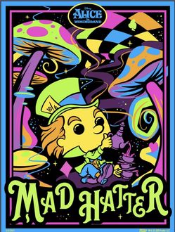 Blacklight Mad Hatter Funko Poster *BRAND NEW MINT* Disney Alice In Wonderland Glow