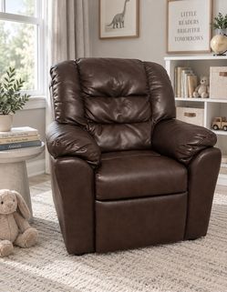 Children’s Plush Leather Manual Recliner Chair