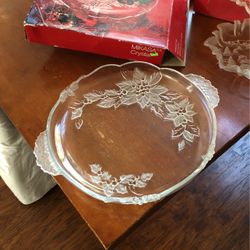 Mikasa Crystal Pointsettia Serving Platter