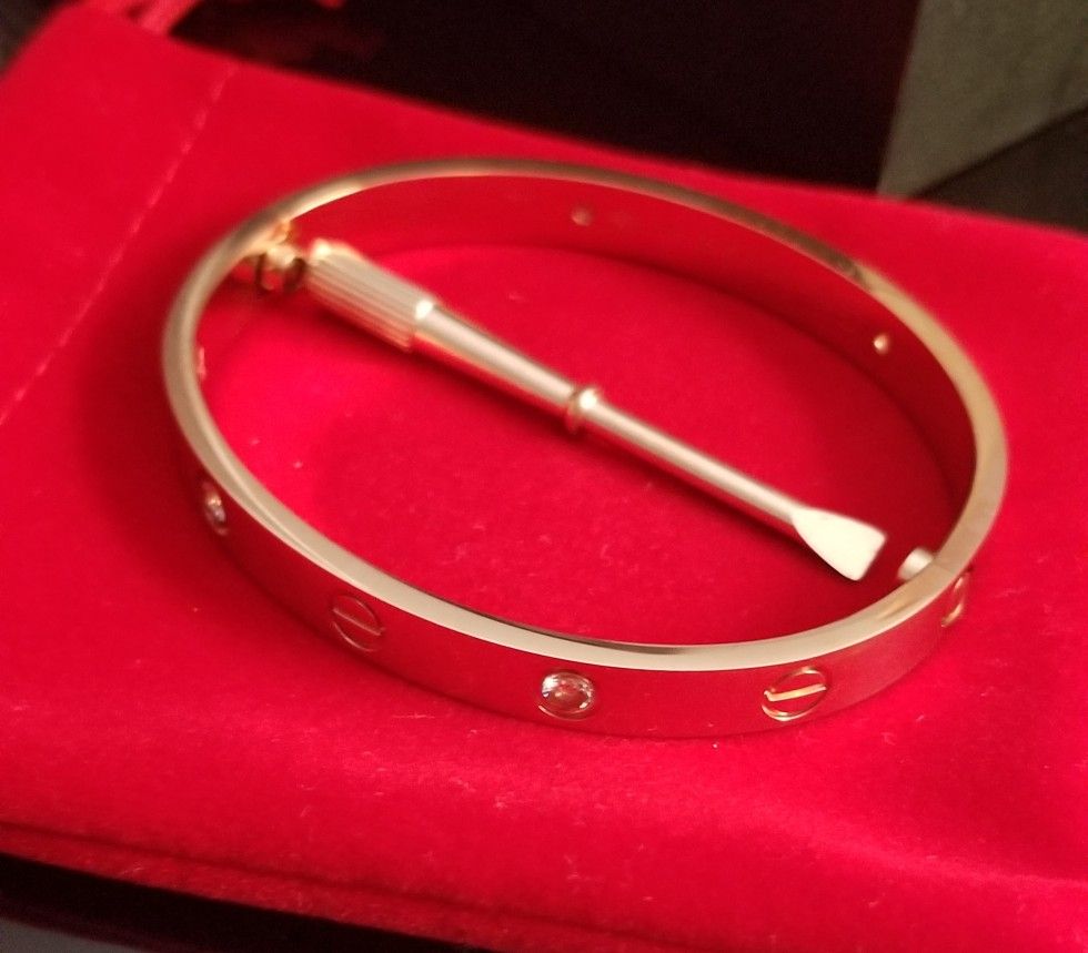 Rose Gold Love Bracelet size 18, Comes with Cartier Logo Box And Bag