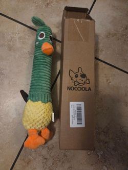 2 in 1 Easter Duck Dog Toy with a Large Rubber Squeaker - Tough Durable Stuffed Squeaky Crinkle Chew Toys for Aggressive Chewers, Medium and Large Bre