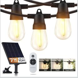 Brightech 104 (52x2) FT Ambience Pro Solar Powered Outdoor LED String Lights - Waterproof Remote Control Lights - 32 Bulbs, 7W Solar Powered Soft Whit