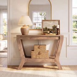 41" R-ectangular C-onso-le T-able, F-armhou-se E-ntry-way T-able with 2-T-ier S-torage