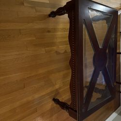 Wood Coffee Table with Glass Inlay – Good Condition