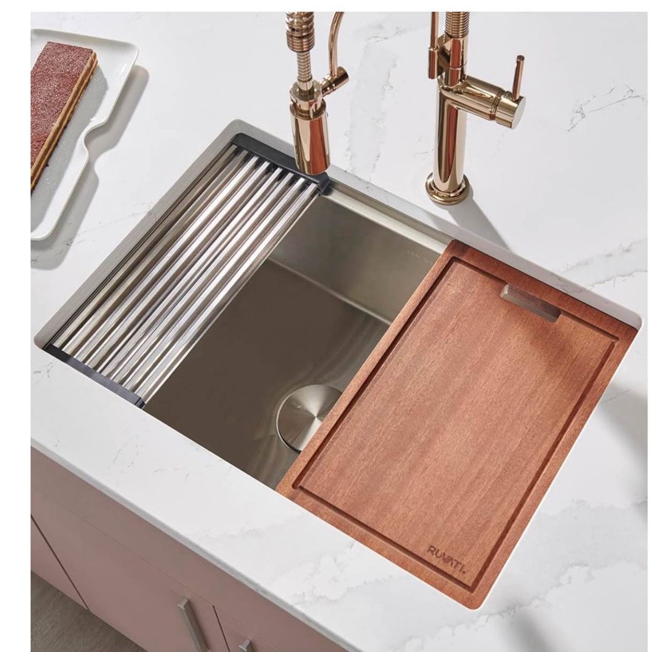 Ruvati 27-inch Undermount Rounded Corner Workstation Kitchen Sink Single Bowl