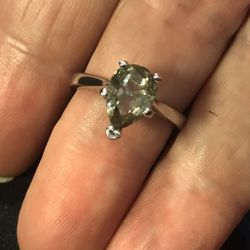18k Gold Over Silver Green Amethyst SZ.8