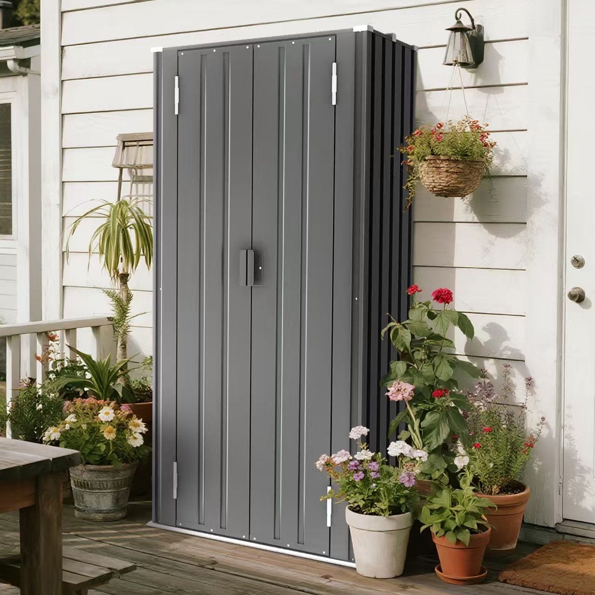New 3 Ft. X 2 Ft. Outdoor Storage Metal Vertical Storage Shed Outdoor Storage Cabinet Waterproof, Lockable Metal Outdoor Garden Storage Sheds Organize