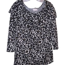 Ann Taylor LOFT Off The Shoulder Leopard Print Top Size Medium 