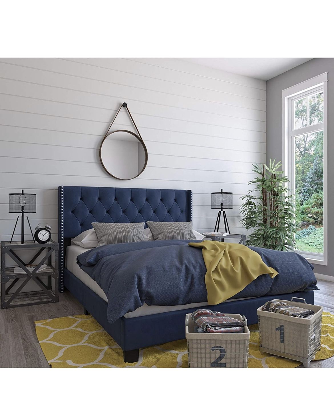 Blue tufted Queen bed frame for Sale in Redmond, WA OfferUp