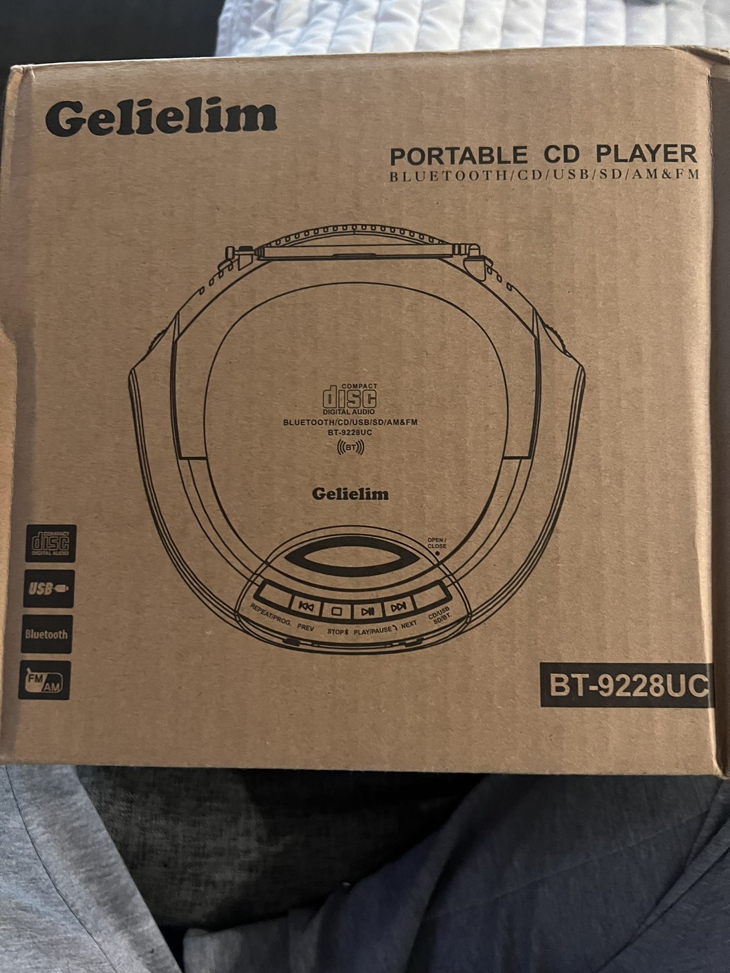 Gelielim Portable Bluetooth Cd Player