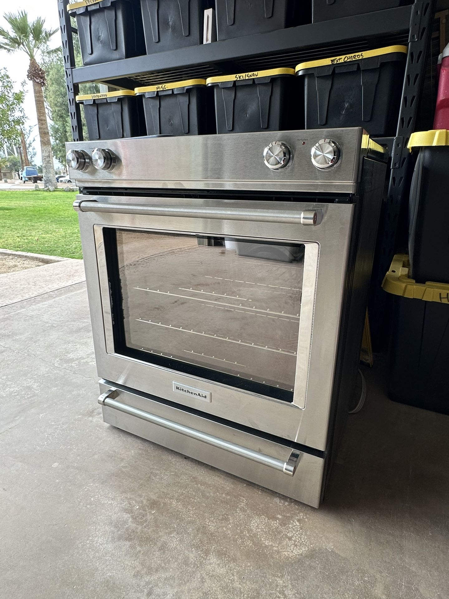 KitchenAid Slide-In Range – BRAND NEW, Never Used – Broken Front Glass (As-Is) 