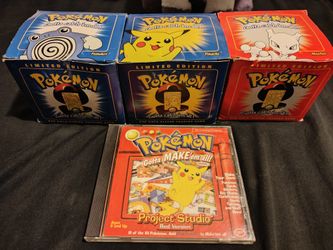 Pokemon 1999 Burger King 23k Gold Plated Trading Cards (Pikachu, Mewtwo, Poliwhirl) READ DESC.