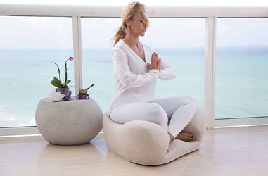 🧘🏻 Alexia Meditation Seat Yoga Ergonomic Chair Off-White Light Grey