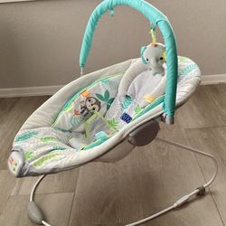Infant Bouncy Seat Bright Starts Baby Bouncer Jungle Theme Removable Toy Bar