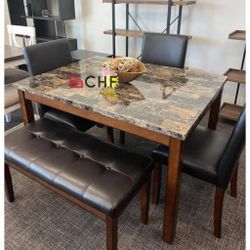 5 Piece Faux Marble Top Dining Table Set - Limited Time Offer