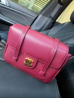 Burgundy Calfskin Mini Flap Bag
