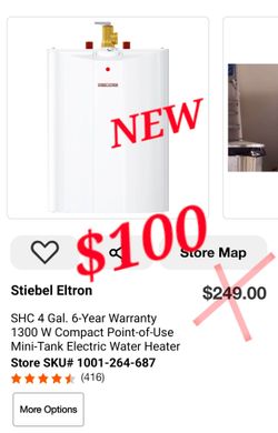 NEW Stiebel Eltron SHC 4 Gallon Mini-Tank Water Heater – $100