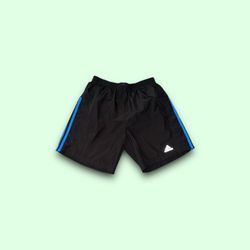 Adidas climalite 3 stripe mesh lined athletic shorts black & blue men’s medium 