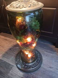 Grandmas Chunky Funky 60s Fruit Light Up Mega dimpled green Lamp 70s MCM