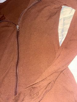 Brown Zip-Up Knit top