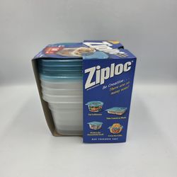 New Vintage Ziploc Medium Tall Square Containers Blue 4 Ct. 4 Cups OR 32 oz.each