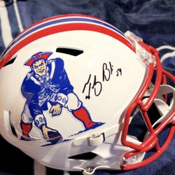 Tedy Bruschi Patriots Signed Full Size Replica Helmet. (BAS)