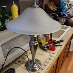 Stainless Steel Desk/Table Lamp With Glass Shade