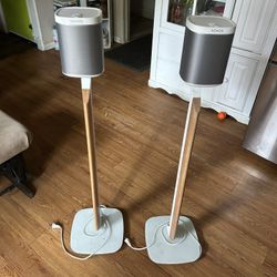 Sonos Speaker Pair w/ Premium Wooden Floor Stands – Excellent Sound