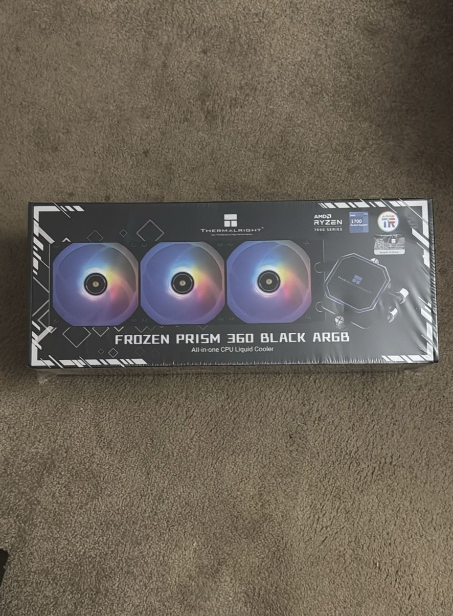 Thermalright Frozen Prism 360 Black ARGB CPU Liquid Cooler,Efficient PWM Controlled Pump 3300RPM,3×T