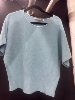 Cyrus Light Blue Knit Short Sleeve Sweater