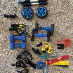 Home Gym Starter Set – Dumbbells, Ab Roller, Push Up Bars, Resistance Bands