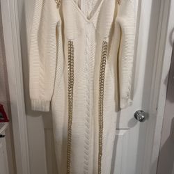 Sweaters Dress With gold Chains 