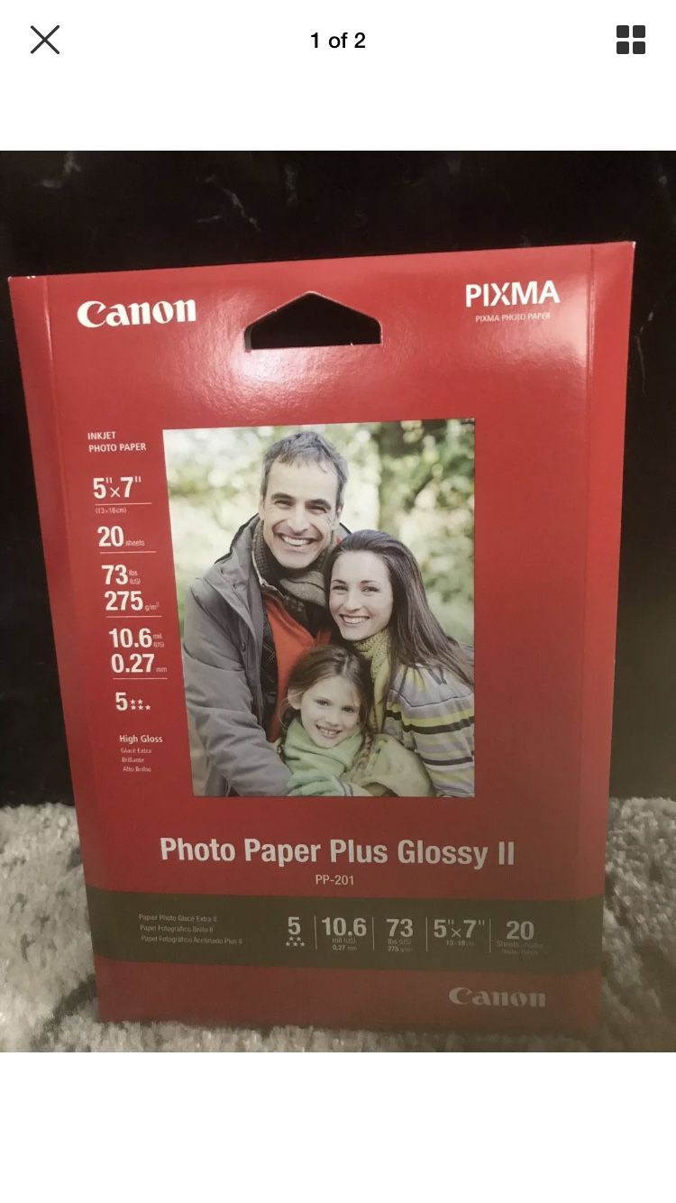 Canon Photo Paper Plus Glossy II, 5 x 7 Inches, 20 Sheets Boxed