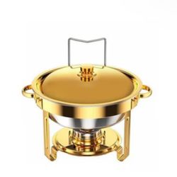 2 Golden Stainless Steel Food Warmers With Lid