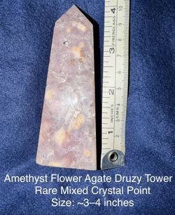 Rare Amethyst/Flower Agate Druzy Tower