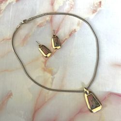 Roman Unakite Necklace And Earrings Set 