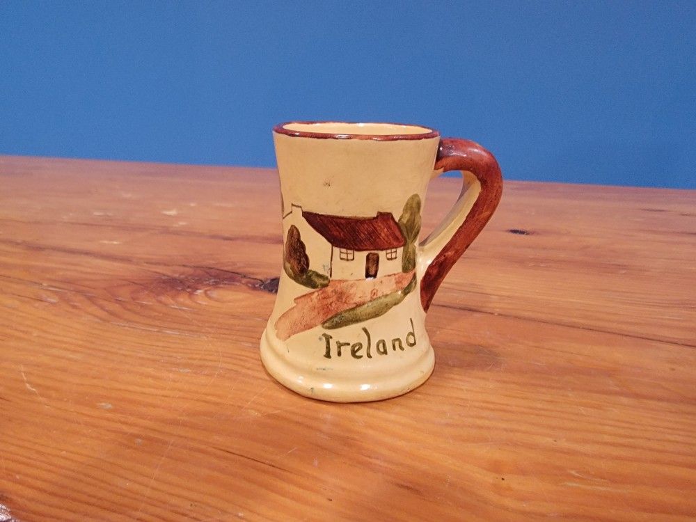 Vintage Torquay Pottery Motto Ware Mini Mug Ireland ~ 2.75"x1.75"